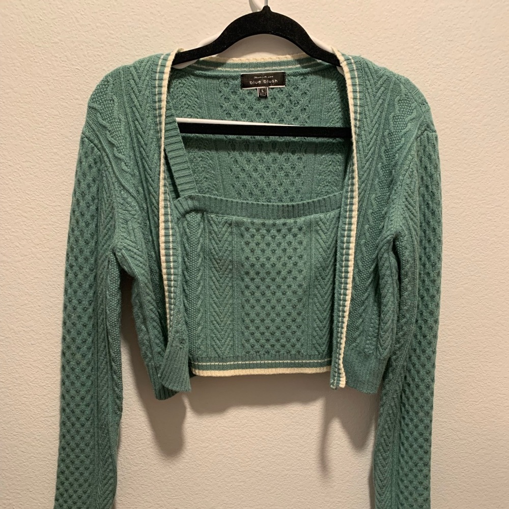 Cropped tank and cropped sweater set